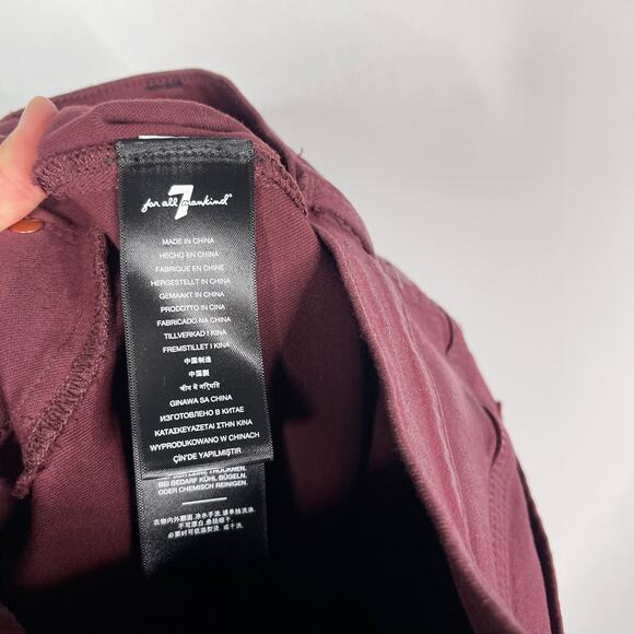 7 For All Mankind Womens 26 Red Burgundy High Waist Coated Ankle Skinny Jeans - Picture 9 of 12